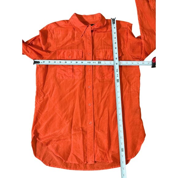 Lauren Ralph Lauren Women Orange Silk Blend Long Sleeve Button Up Shirt Size S - Picture 5 of 9